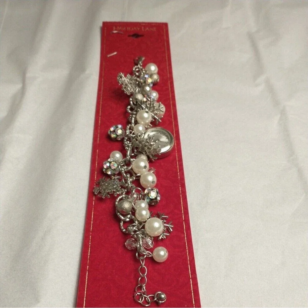 Macy's Charter Club Holiday Lane SNOWFLAKE CHARM SHAKY WATCH 18661 Christmas